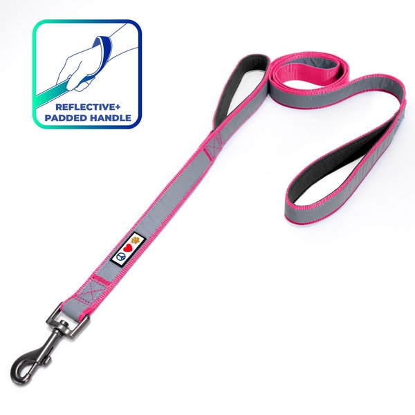 Pawtitas Padded Reflective Dog Leash 2 Handles, Pink, Large slide 1 of 7