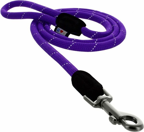 PAWTITAS Reflective Rope Dog Leash, 6ft, Purple, Small