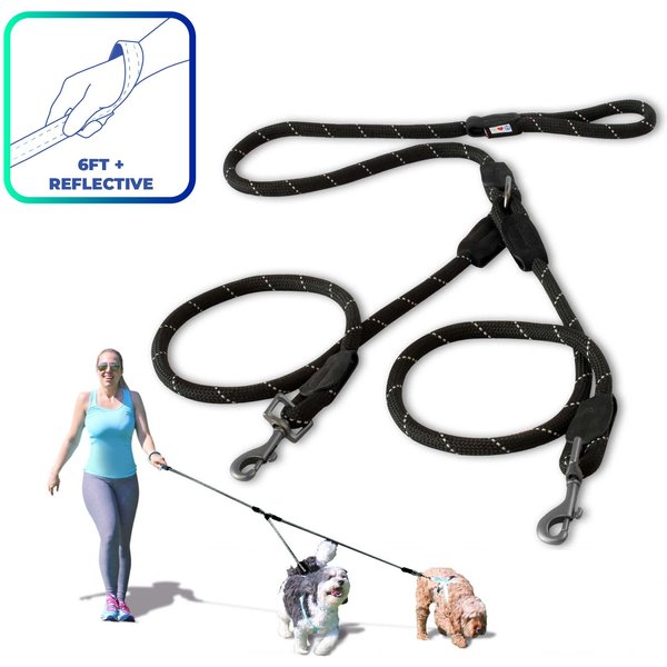 PET FIT FOR LIFE Dual Dog Leash with Bowl, Large