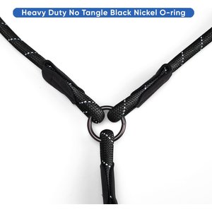 Pawtitas 2 Dog Reflective Rope Dog Leash, Black, Large