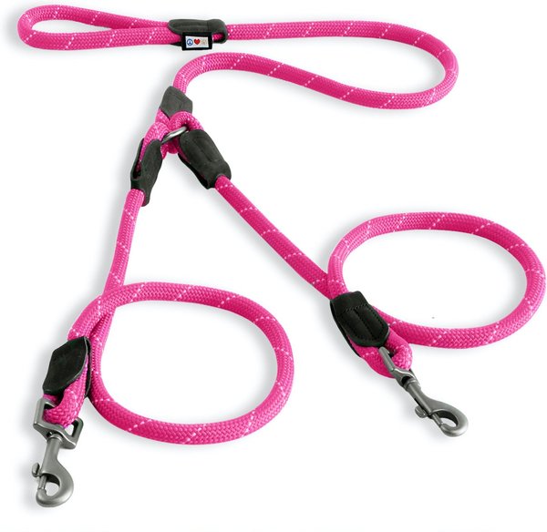 Pawtitas 2 Dog Reflective Rope Dog Leash, Pink, Large slide 1 of 7