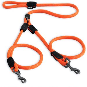 Pawtitas 2 Dog Reflective Rope Dog Leash, Orange, Large