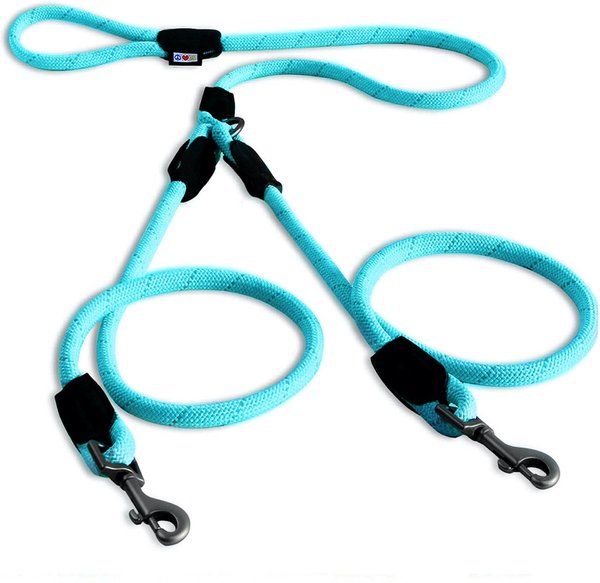 Pawtitas 2 Dog Reflective Rope Dog Leash, Teal, Large slide 1 of 7