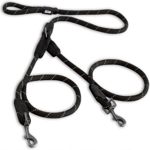 Pawtitas 2 Dog Reflective Rope Dog Leash, Black, Small slide 1 of 7