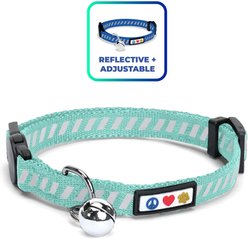 Pawtitas Reflective Traffic Cat Collar, Teal, Standard