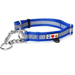 Pawtitas Reflective Chain Martingale Dog Collar, Blue, Medium