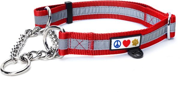 Pawtitas Reflective Chain Martingale Dog Collar, Red, Medium slide 1 of 9