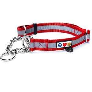 Pawtitas Reflective Chain Martingale Dog Collar, Red, Medium
