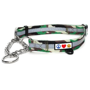 Pawtitas Reflective Chain Martingale Dog Collar, Camo Green, Medium