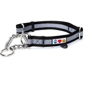 Pawtitas Reflective Chain Martingale Dog Collar, Black, Large
