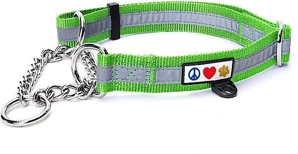 Pawtitas Reflective Chain Martingale Dog Collar, Green, Large slide 1 of 9