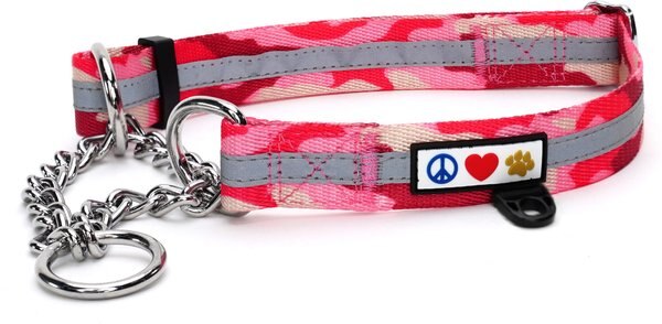 Pawtitas Reflective Chain Martingale Dog Collar, Camo Pink, Large slide 1 of 9