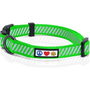 Pawtitas Reflective Traffic Dog Collar, Green, X-Small