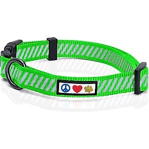 Pawtitas Reflective Traffic Dog Collar, Green, Small