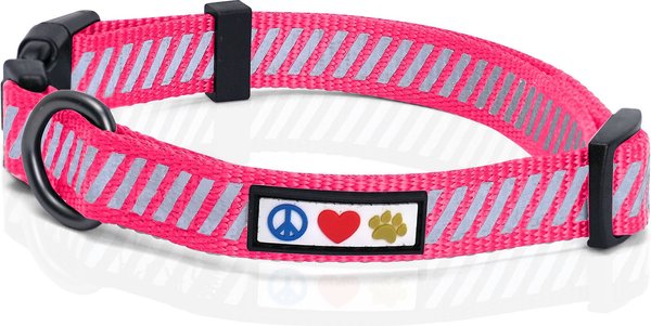 Pawtitas Reflective Traffic Dog Collar, Pink, Small slide 1 of 7