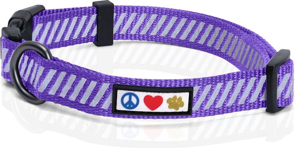 Pawtitas Reflective Traffic Dog Collar, Purple, Small slide 1 of 7