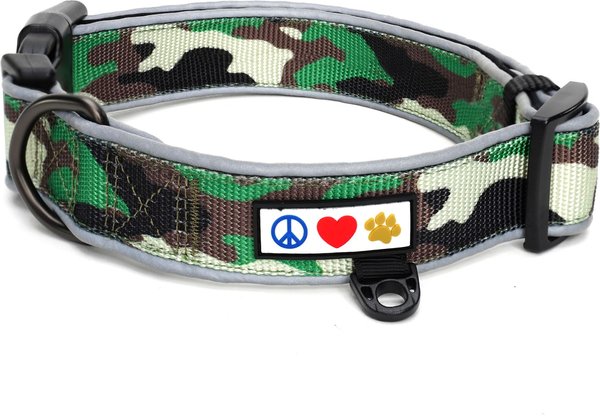 Pawtitas Reflective Padded Dog Collar, Camouflage Green, Medium slide 1 of 9