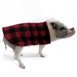 Morty's Pig Clothes Fleece Strap Pig Sweater, Red Buffalo Plaid, X-Small slide 2 of 4