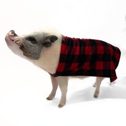 Morty's Pig Clothes Easy-on Elastic Fleece Cloak Dog, Cat & Horse Sweater, Red Buffalo Plaid, X-Small slide 2 of 4
