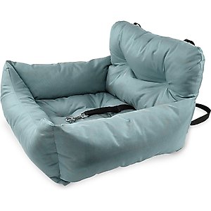 Precious Tails Seat Belt Compatible Travel Bolster Cat & Dog Bed, Aqua, Small