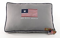 Precious Tails "Dog Bless Ameria" Orthopedic Pillow Cat & Dog Bed with Removable Cover, Gray, Small