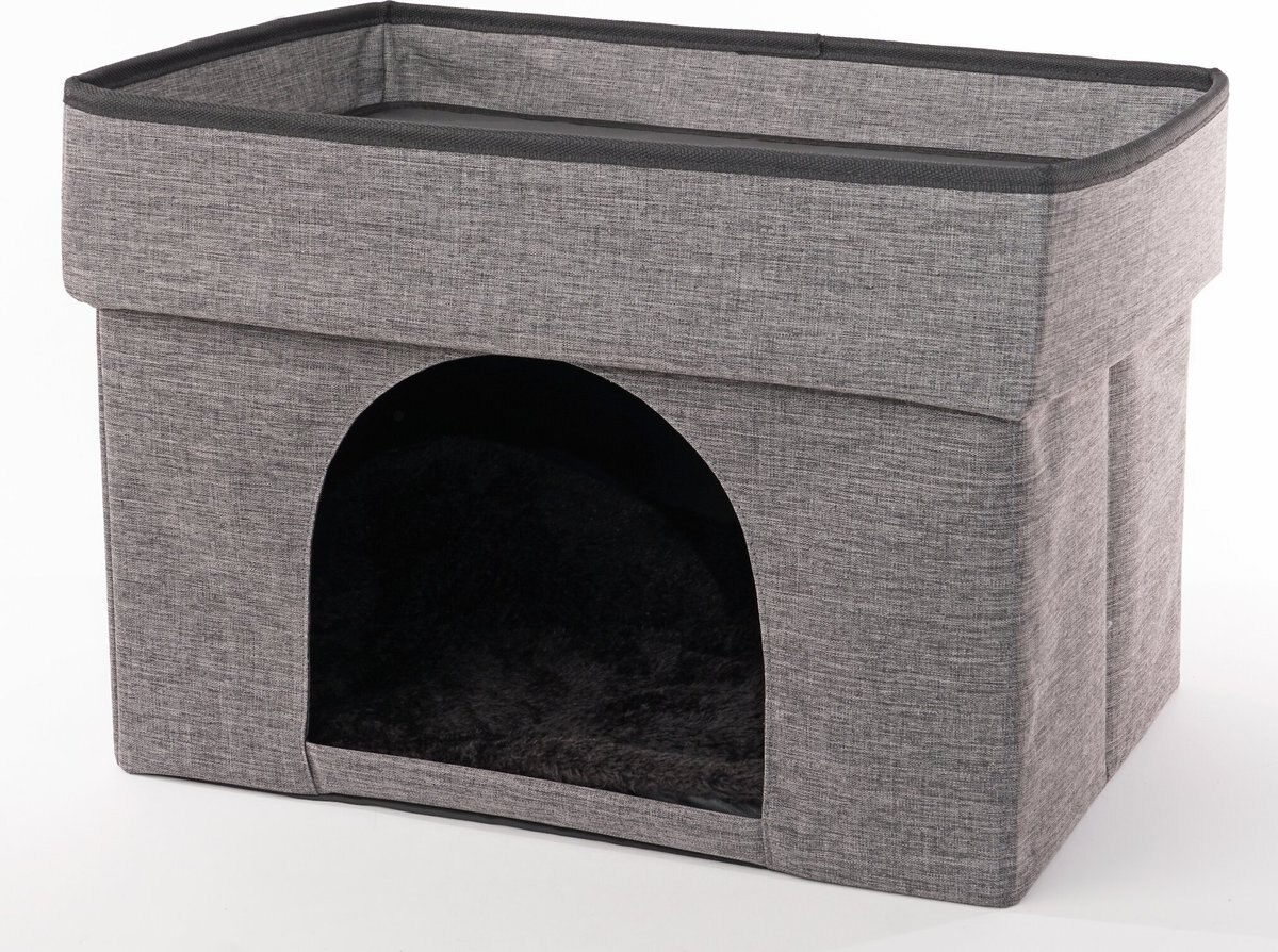 Precious Tails Home Base Rectangular 2-Tier Collapsible Cat Cave