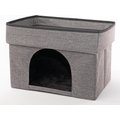 Precious Tails Home Base Rectangular 2-Tier Collapsible Cat Cave, Charcoal