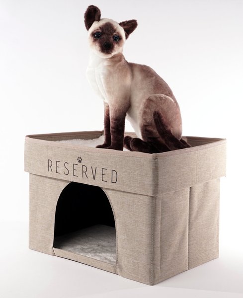 Precious Tails Home Base Rectangular 2-Tier Collapsible Cat Cave, Natural slide 1 of 9