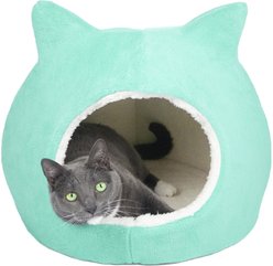 Precious Tails Sherpa Fleece Covered Cat Bed, Aqua