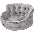 Precious Tails Ultra Plush Mini Tufted Velvet Round Bolster Cat & Dog Bed, Gray