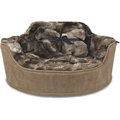 Precious Tails Princess Faux Fur Bolster Cat & Dog Bed with Removable Cover, Mocha