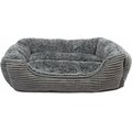 Precious Tails Super Plush Corduroy Sherpa Bolster Cat & Dog Bed, Charcoal