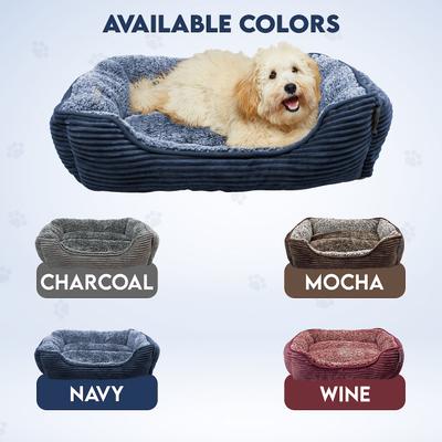 Show full view: Precious Tails Super Plush Corduroy Sherpa Bolster Cat & Dog Bed, Charcoal slide 9 of 9