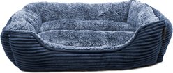 Precious Tails Super Plush Corduroy Sherpa Bolster Cat & Dog Bed, Navy