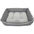 Precious Tails "Reserved" Canvas Bolster Cat & Dog Bed, Gray