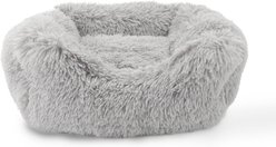 Precious Tails Super Lux Shaggy Fur Bolster Cat & Dog Bed, Ice Gray, Small
