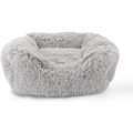 Precious Tails Super Lux Shaggy Fur Bolster Cat & Dog Bed, Ice Gray, Small