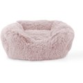 Precious Tails Super Lux Shaggy Fur Bolster Cat & Dog Bed w/ Removable Cover, Pink, Small
