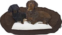 Precious Tails Vegan Leather Curved Orthopedic Memory Foam Sofa Cat & Dog Bed with Removable Cover, Brown, Large