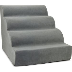 Precious Tails High Density Foam Scalloped 4 Steps Dog & Cat Stairs, Gray