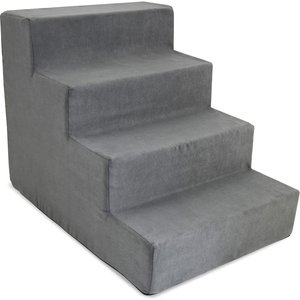 Precious Tails High Density Foam 4 Steps Dog & Cat Stairs, Gray