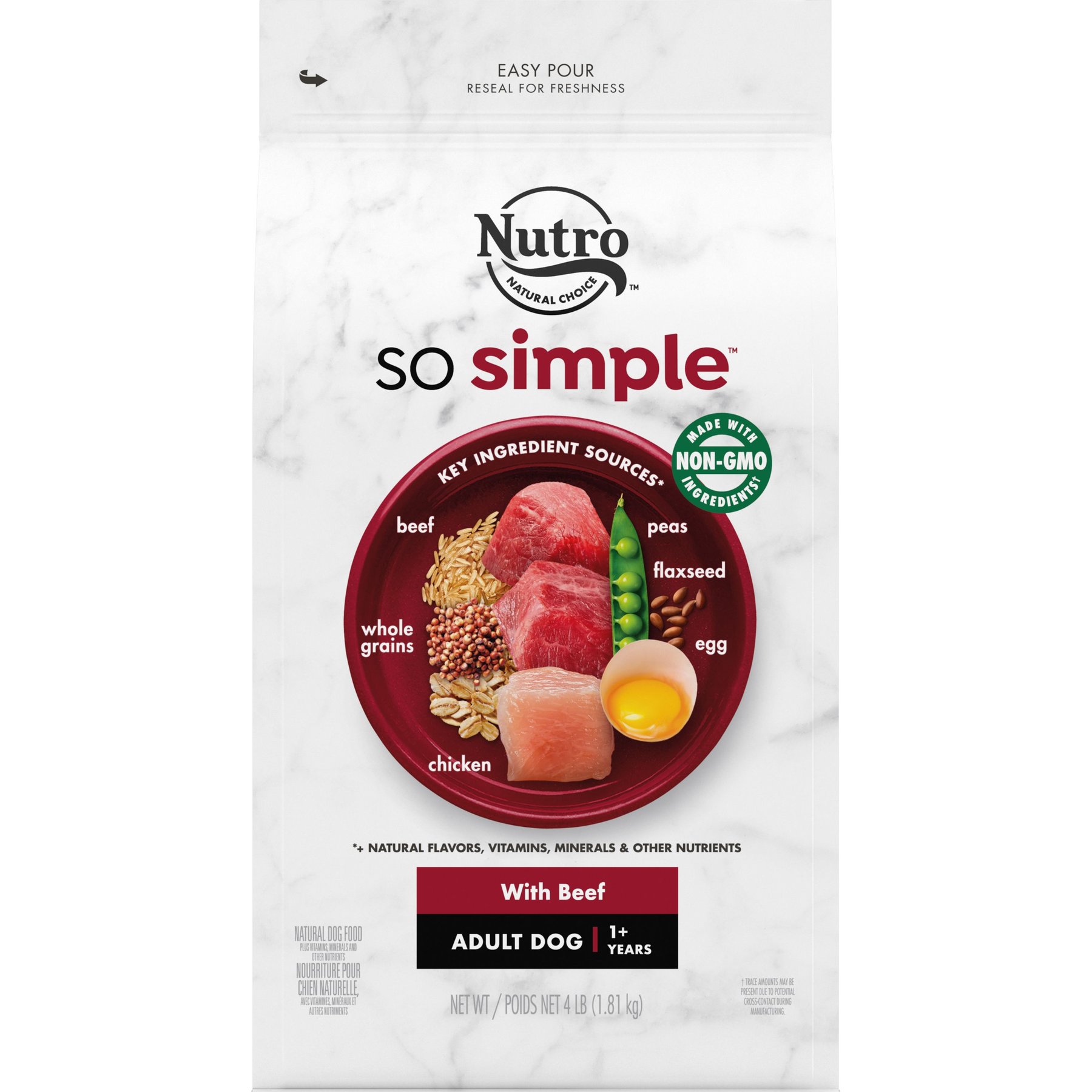 NUTRO SO SIMPLE Adult Beef Rice Recipe Natural Dry Dog Food 4