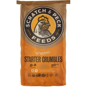 Scratch and Peck Feed Organic Chicken, Duck, & Waterfowl Crumbles & GRUB Protein Starter Feed, 25-lb bag