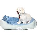 HappyCare Textiles Reversible Signature Bolster Dog Bed, Blue
