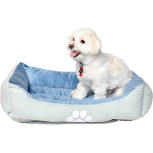 HappyCare Textiles Reversible Signature Bolster Dog Bed, Blue