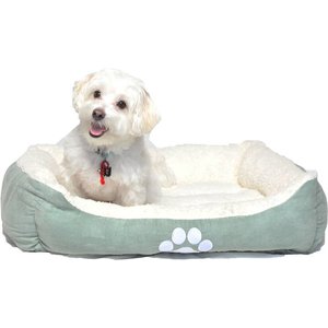 HappyCare Textiles Reversible Signature Bolster Dog Bed, Teal
