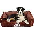 HappyCare Textiles Rectangle Orthopedic Bolster Cat & Dog Bed, Coffee