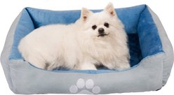 HappyCare Textiles Rectangle Orthopedic Bolster Cat & Dog Bed, Blue