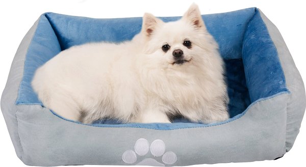 HappyCare Textiles Rectangle Orthopedic Bolster Cat & Dog Bed, Blue slide 1 of 5