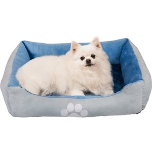 HappyCare Textiles Rectangle Orthopedic Bolster Cat & Dog Bed, Blue